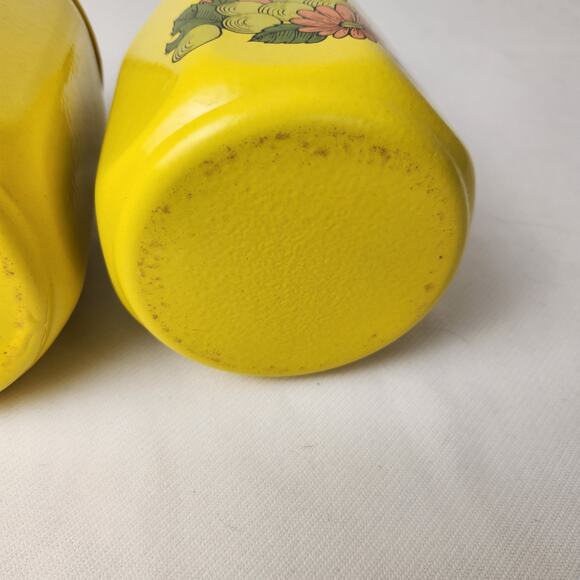 Kromex 70s Canisters Yellow Metal Fruit Flower MCM Retro Orange - Picture 11 of 12